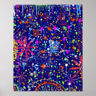 Abstrakter Maximalismus: Riesenrad bei Nacht Poster