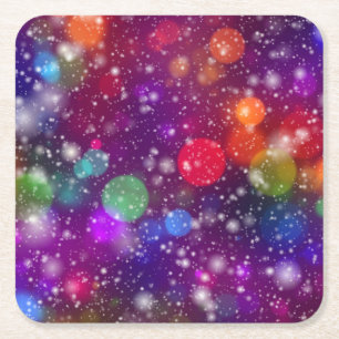 Abstrakter mehrfarbiger Bokeh-Hintergrund-25363 Rechteckiger Pappuntersetzer