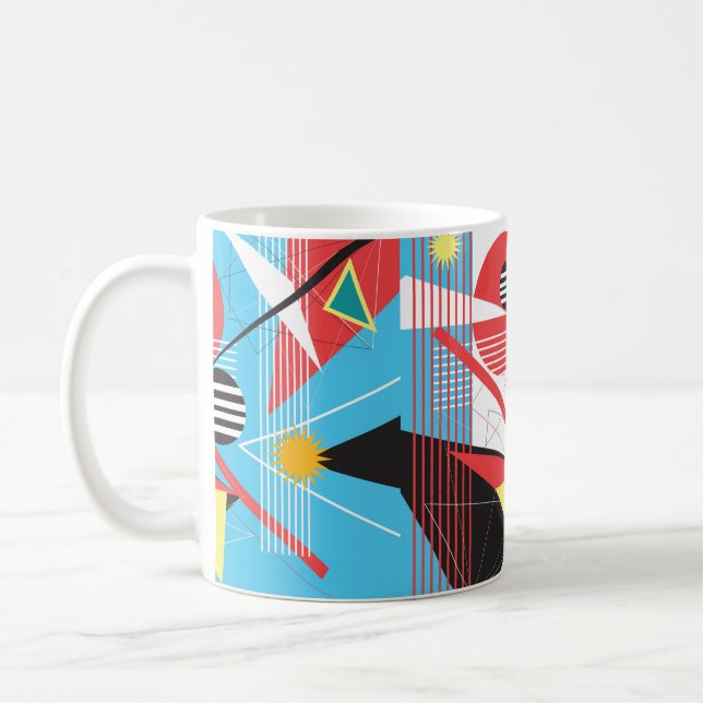 Abstrakter mehrfarbiger Hintergrund des geometrisc Kaffeetasse (Links)