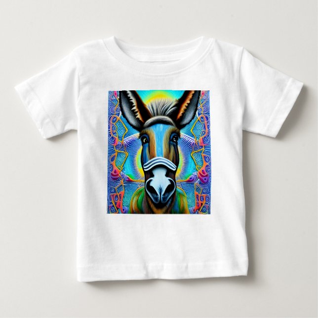 Abstrakter mehrfarbiger Little Donkey Baby T-shirt (Vorderseite)
