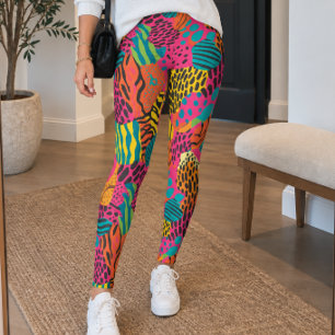 Abstrakter Memphis-Tierdruck Leggings