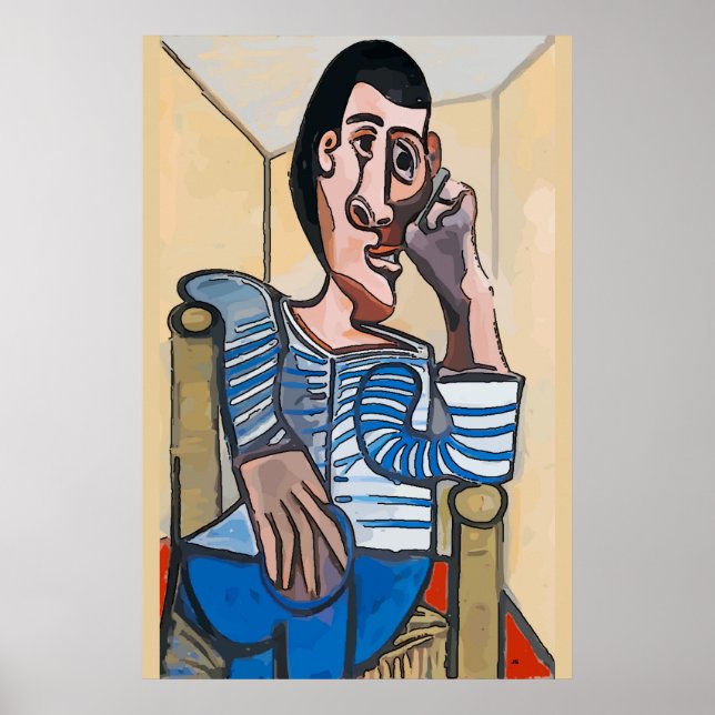 Abstrakter Mensch auf Handy, Text bearbeiten Poster (Vorne)