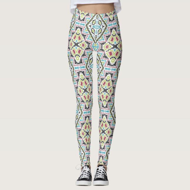 Abstrakter mexicanischer Stammesretro afrikanische Leggings (Vorderseite)