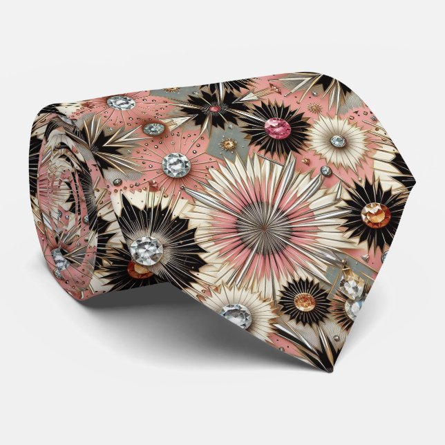 Abstrakter Mid-Century-Modern-Sternenburst-Diamant Krawatte (Gerollt)