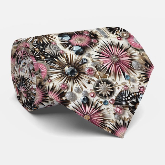 Abstrakter Mid-Century-Modern-Sternenburst-Diamant Krawatte (Gerollt)