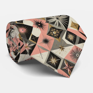 Abstrakter Mid-Century-Modern-Sternenburst-Diamant Krawatte