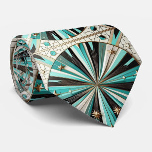 Abstrakter Mid-Century-Modern-Sternenburst-Diamant Krawatte