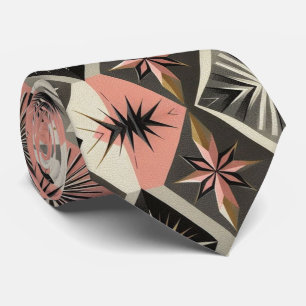 Abstrakter Mid-Century-Modern-Sternenburst-Diamant Krawatte
