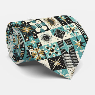 Abstrakter Mid-Century-Modern-Sternenburst-Diamant Krawatte