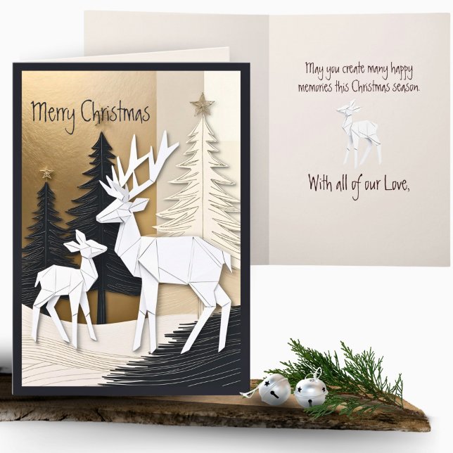 Abstrakter Minimal Origami Weihnachtsbaum Karte (Von Creator hochgeladen)