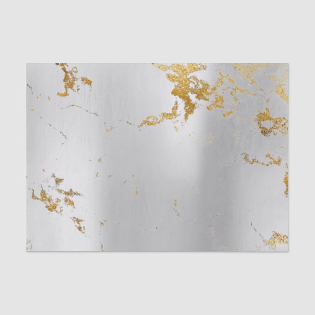 Abstrakter Minimal Silver Gray Metallic Marmor Gol Seidenpapier (Vorderseite)
