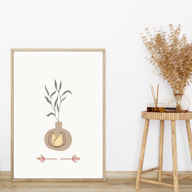 Abstrakter minimaler Boho Style Design Leaf Plante Poster (Von Creator hochgeladen)