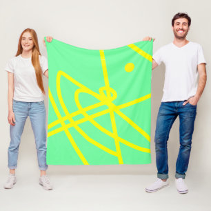 Abstrakter Minimalismus Gelbe Linien Türkisdecke Fleecedecke