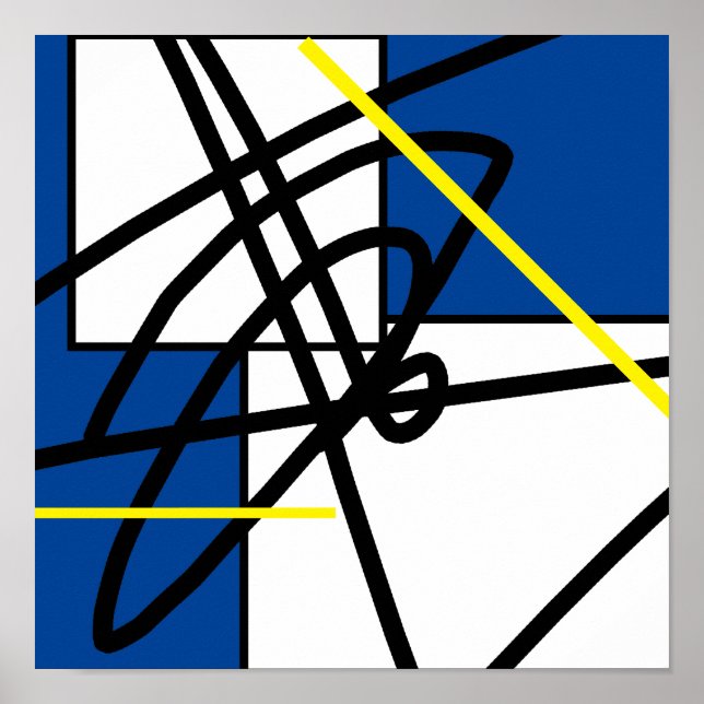 Abstrakter Minimalismus Gelbes Schwarzes Poster (Vorne)