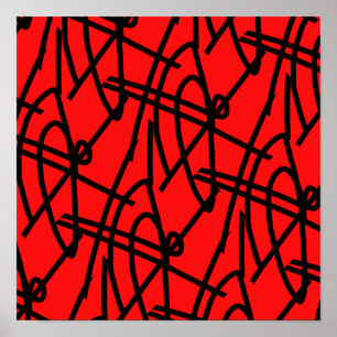 Abstrakter Minimalismus Lines Black Red Poster