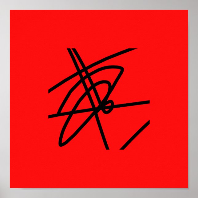Abstrakter Minimalismus Lines Black Red Poster (Vorne)