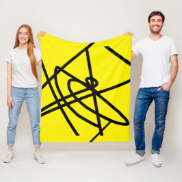 Abstrakter Minimalismus Lines Black Yellow Blanke Fleecedecke