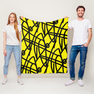 Abstrakter Minimalismus Linien Schwarz Gelb Decke