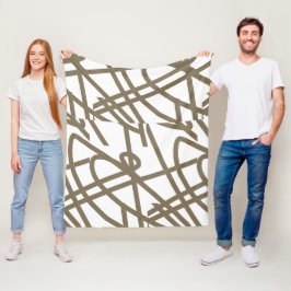 Abstrakter Minimalismus Schokoladenlinien Weißer D Fleecedecke