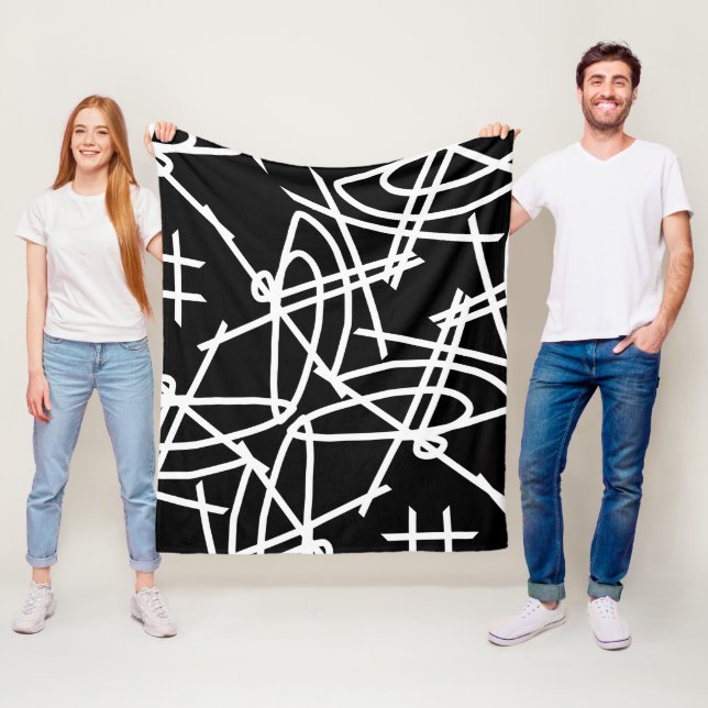Abstrakter Minimalismus White Lines Black Blanket Fleecedecke (Beispiel)