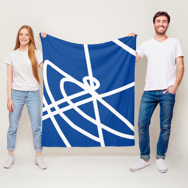 Abstrakter Minimalismus White Lines Blue Blanket Fleecedecke (Beispiel)