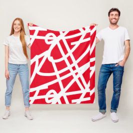 Abstrakter Minimalismus White Lines Red Blanket Fleecedecke