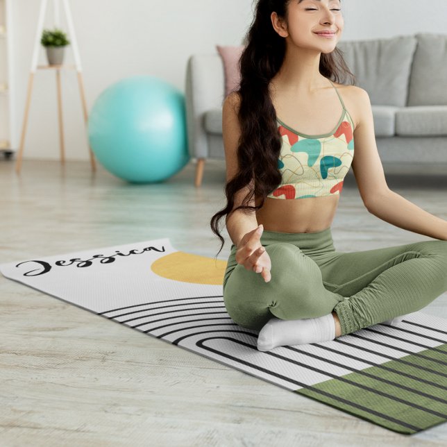 Abstrakter Minimalistischer Regenbogen Mitte Jahrh Yogamatte (Von Creator hochgeladen)