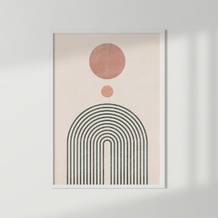 Abstrakter Minimalistischer Regenbogen, Sonne und  Poster