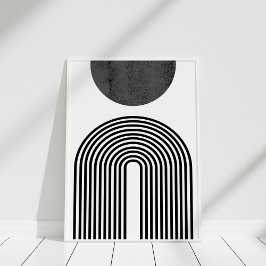 Abstrakter Minimalistischer Schwarz-Weiß-Bogengang Poster
