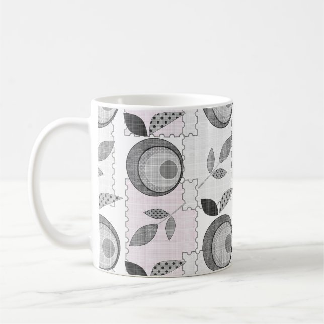 Abstrakter moderner Apfel Frucht-Patchwork geometr Kaffeetasse (Links)