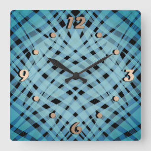 Abstrakter, moderner geometrisch hell gestreifter  quadratische wanduhr