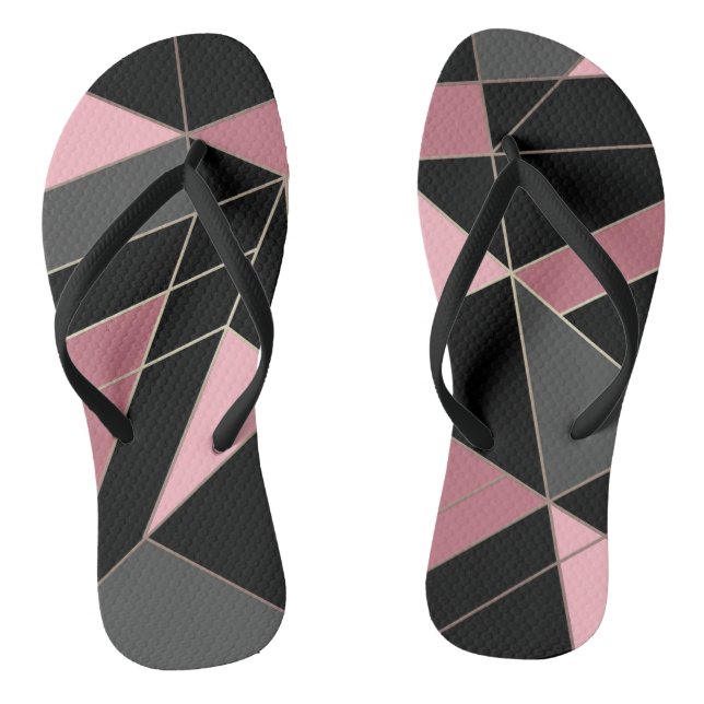 Abstrakter, moderner geometrischer Dreiecksdruck Flip Flops (Fußbett)