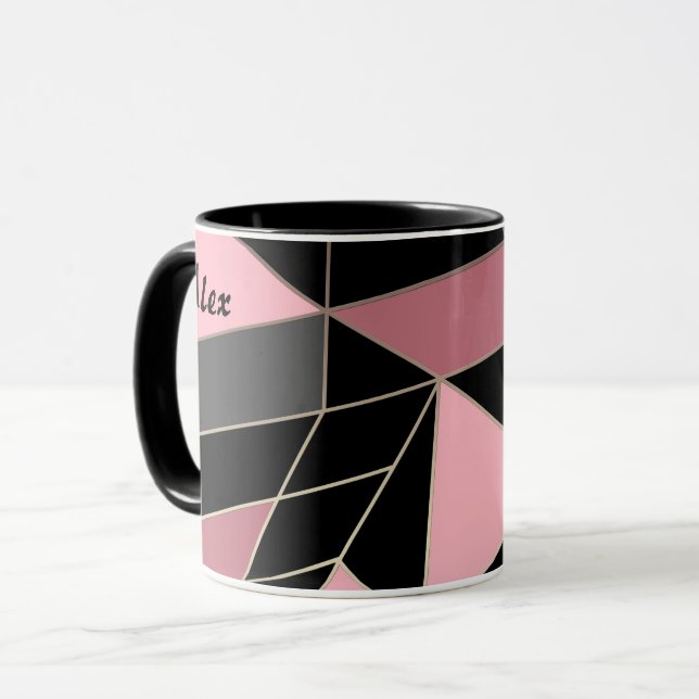 Abstrakter, moderner geometrischer Dreiecksdruck Tasse (Vorderseite Links)