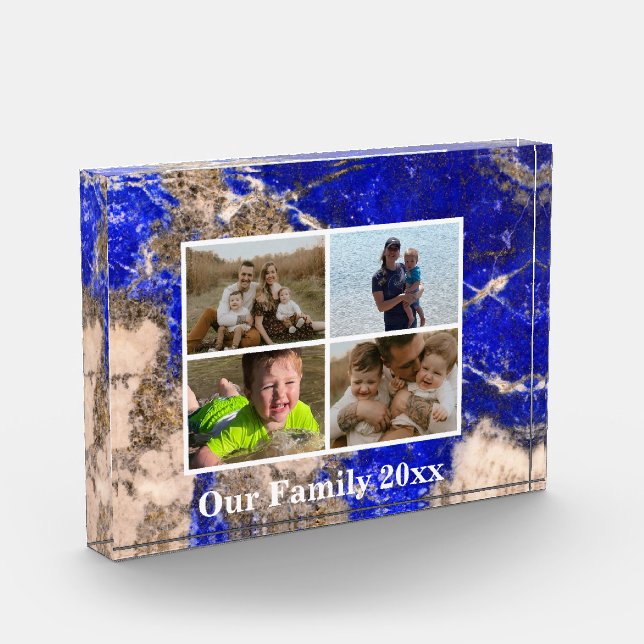 Abstrakter, moderner Lapis Lazuli Blue Granite Mar Fotoblock (Links)