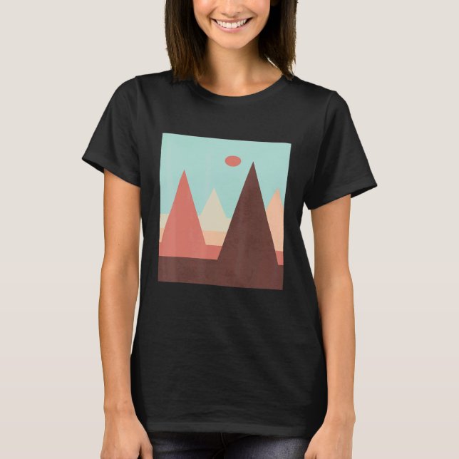 Abstrakter moderner Minimalberg T-Shirt (Vorderseite)