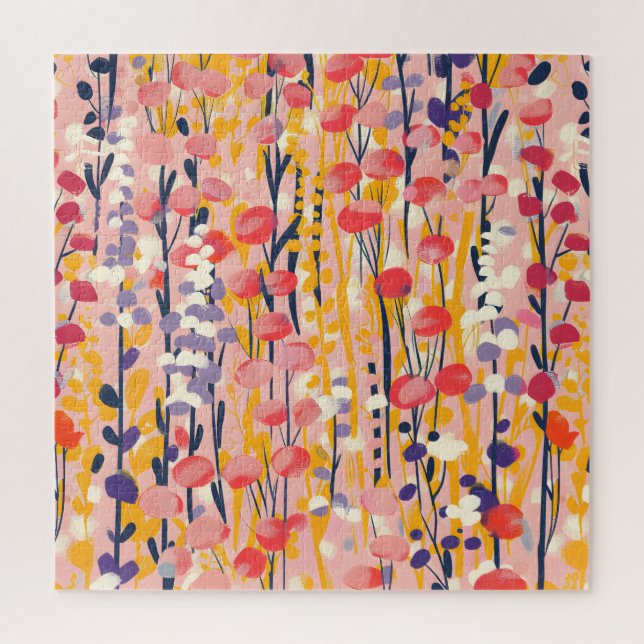 Abstrakter moderner Wildblumen-Blumen-Botanischer  Puzzle (Vertikal)
