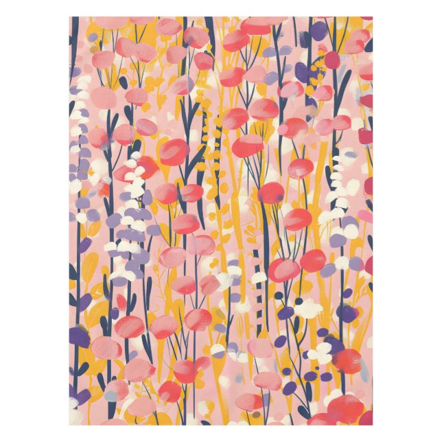 Abstrakter moderner Wildblumen-Blumen-Botanischer  Tischdecke (Vorderseite)