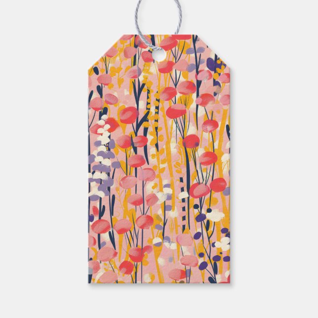 Abstrakter moderner Wildblumen-Blumengarten Geschenkanhänger (Vorderseite)