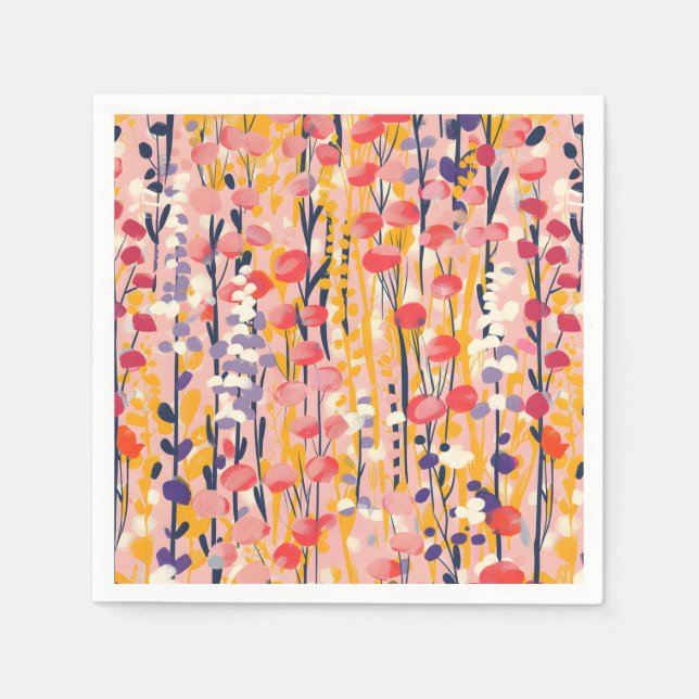 Abstrakter moderner Wildblumen-Blumengarten Serviette (Vorderseite)