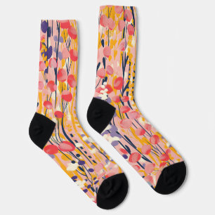 Abstrakter moderner Wildblumen-Blumengarten Socken