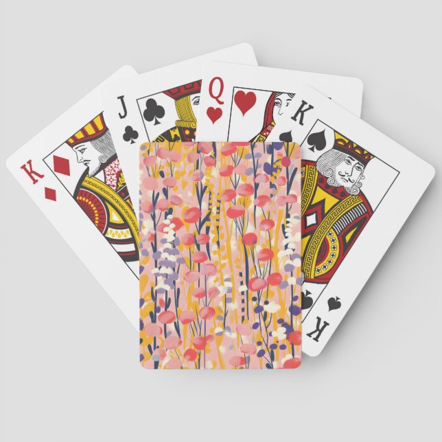 Abstrakter moderner Wildblumen-Blumengarten Spielkarten (Rückseite)