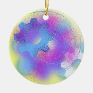 Abstrakter moderner Zahnrad Keramik Ornament