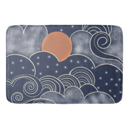 Abstrakter Mondblauer Nachthimmel Badematte