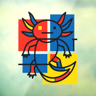 Abstrakter Mondrian Axolotl minimalistischer Neote Fensteraufkleber
