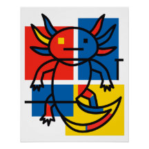 Abstrakter Mondrian Axolotl minimalistischer Neote