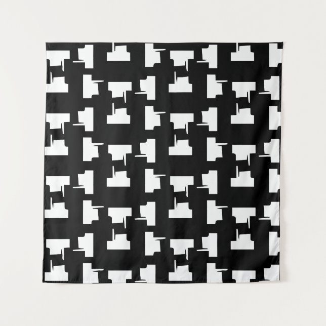 Abstrakter monochromer Hintergrund Halftone-Illust Wandteppich (Vorderseite)