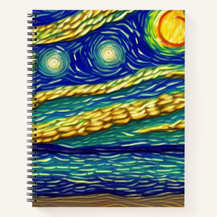 Abstrakter Moonlight Sky Beach Notizbuch
