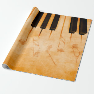 Abstrakter Musik Hintergrund - Tastatur und musika Geschenkpapier