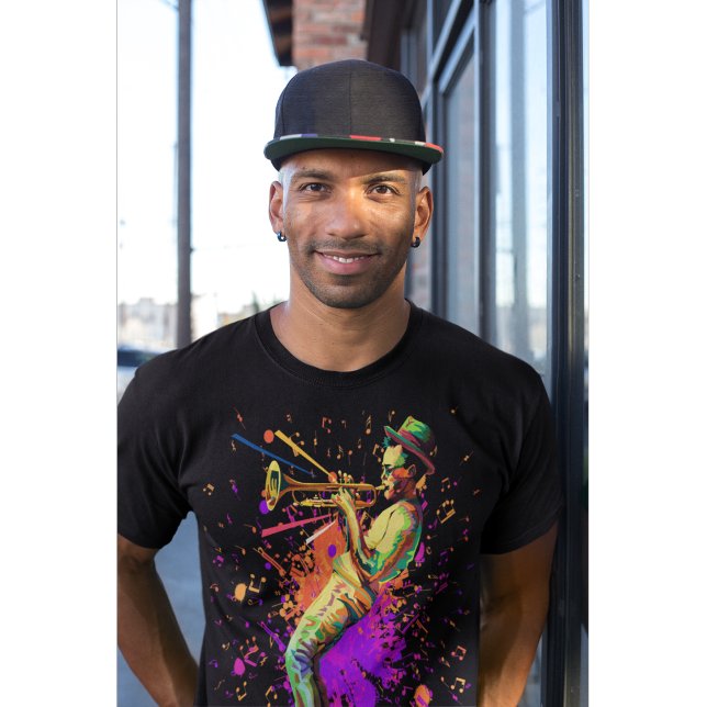 Abstrakter Musiker spielt Trumpet T-Shirt (Von Creator hochgeladen)