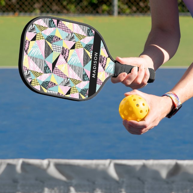 Abstrakter Musterindividuelle Name Pickleball Schläger (InSitu)